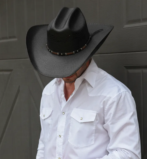 American Hat Makers Montana Straw Cattleman Cowboy Hat in Black