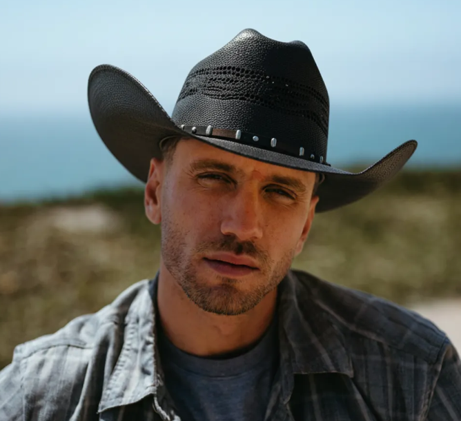 American Hat Makers Montana Straw Cattleman Cowboy Hat in Black