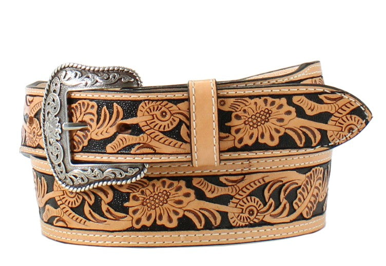 M&F Nocona Brown  1 1/2"Hand Tooled Scroll Embroidered Inlay Brown N2496948
