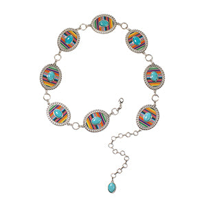 M&F Nocona Belt Serape Turquoise Chain Multicolours N320001097