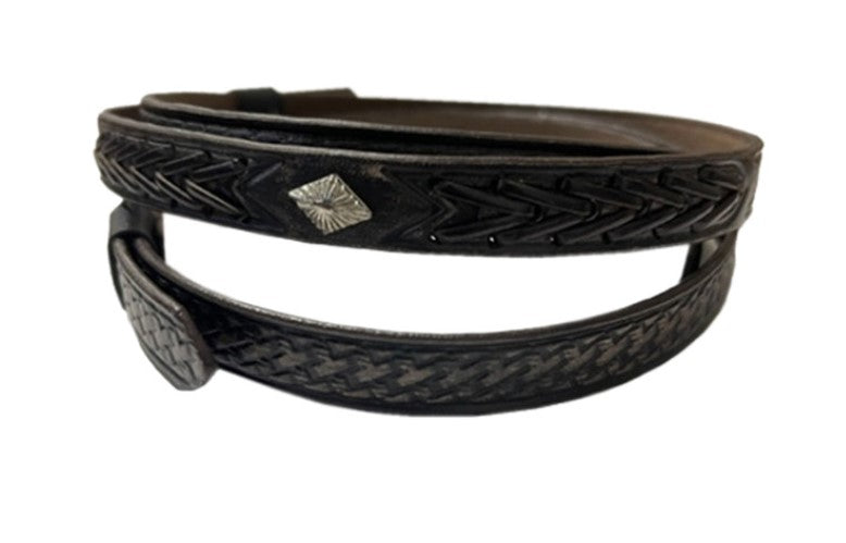 OC-384 Dark Brown Leather Lace Hatband