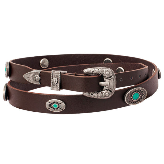 OC-108 CHOCOLATE SCALLOPED BAND W RND STAR ORNAMENTS, 3 STAR NAVETTE ORNS.