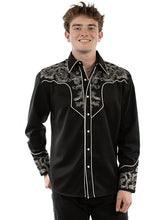 Load image into Gallery viewer, Scully P-929 Black with Contrasting Embroidery Mens Retro Western Shirt
