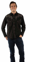 Load image into Gallery viewer, Scully P-930 Black with Contrasting Embroidery Mens Retro Western Shirt
