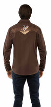Load image into Gallery viewer, Scully P-931 in Brown with Bronco Embroidery Design Mens Retro Western Shirt
