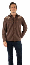 Load image into Gallery viewer, Scully P-931 in Brown with Bronco Embroidery Design Mens Retro Western Shirt
