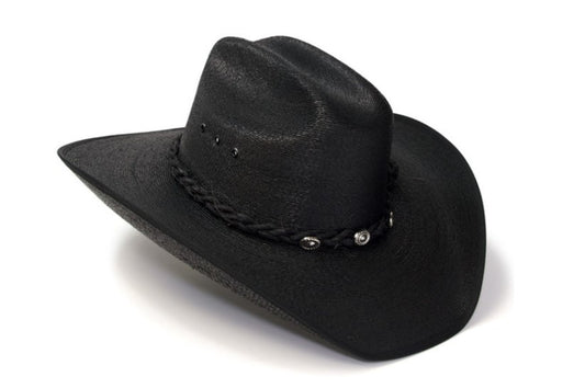 PAL-17 Black Palm Straw Western Cattleman Hat