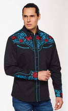 Load image into Gallery viewer, Rodeo Clothing Mens Western Embroidery Shirt PS500L-5553 Black with Scroll Design
