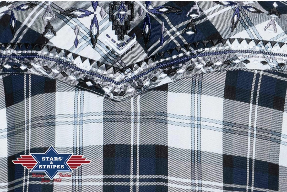 Stars & Stripes Pasadena Blue in Short Ladies Western Blouse