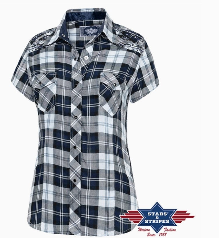 Stars & Stripes Pasadena Blue in Short Ladies Western Blouse