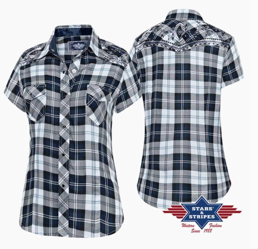 Stars & Stripes Pasadena Blue in Short Ladies Western Blouse