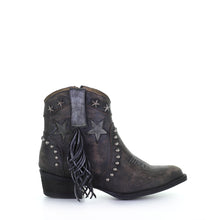 Load image into Gallery viewer, Circle G by Corral Ladies Brown/Black Star, Fringe &amp; Studs Ankle Bootie Q0196
