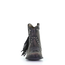 Load image into Gallery viewer, Circle G by Corral Ladies Brown/Black Star, Fringe &amp; Studs Ankle Bootie Q0196
