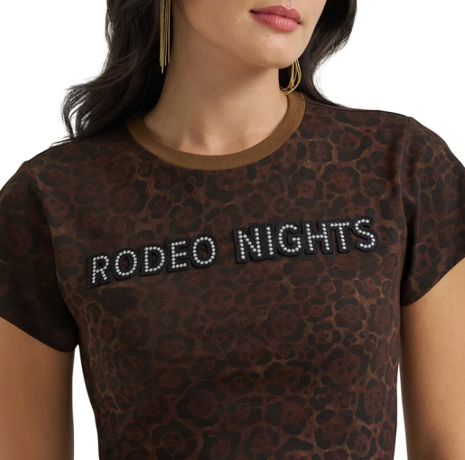 Wrangler 112390313 Lainey Wilson X Brown Leopard Rodeo Nights Tee