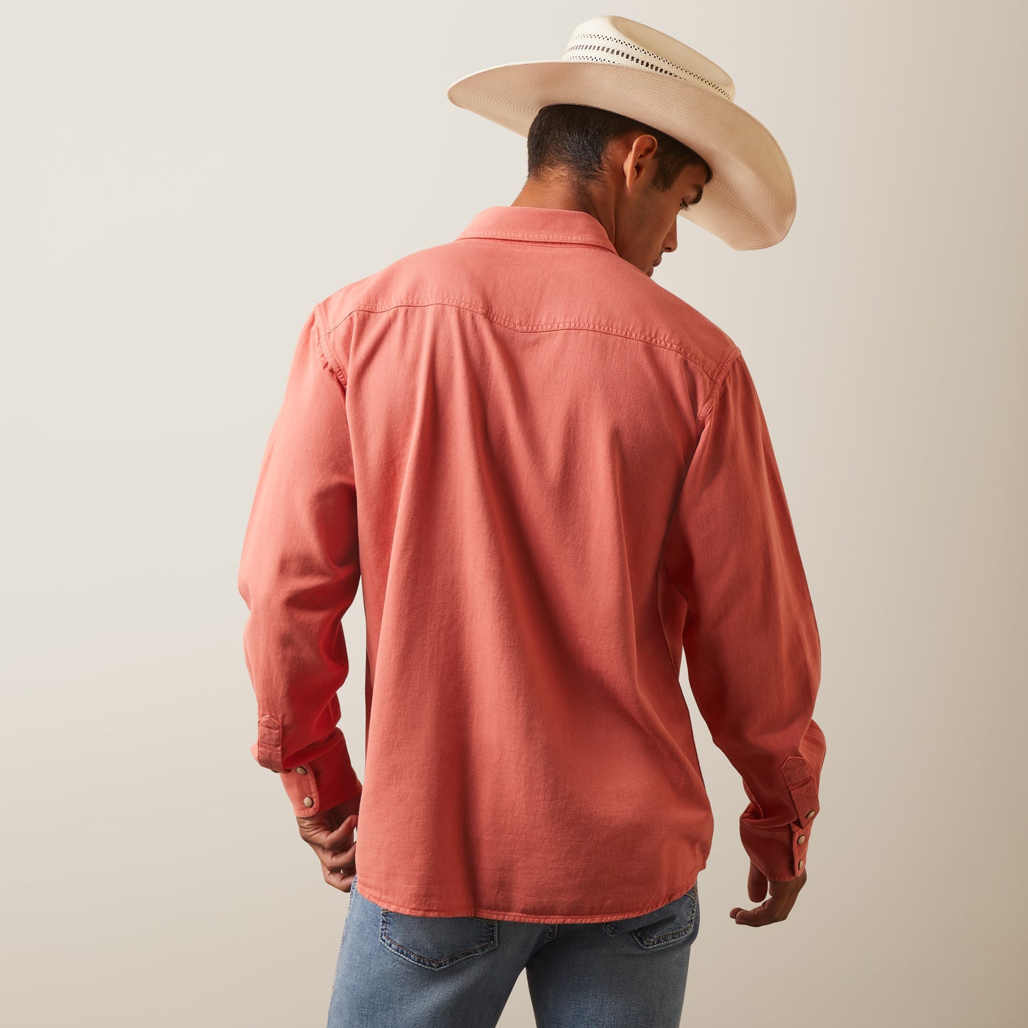 Ariat Mens Jurlington Faded Brick Retro Snap Long Sleeved Shirt 10043647