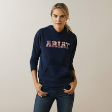 Load image into Gallery viewer, Ariat 10043320 Women&#39;s 3D Logo Hoodie - Navy &amp; Red
