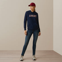 Load image into Gallery viewer, Ariat 10043320 Women&#39;s 3D Logo Hoodie - Navy &amp; Red
