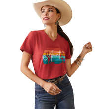 Load image into Gallery viewer, Ariat Ladies REAL Horizon T-Shirt in Aura Orange Heather 10043419
