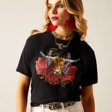 Load image into Gallery viewer, Ariat Ladies Steer Rodeo Quincy T-Shirt 10048670 in Black
