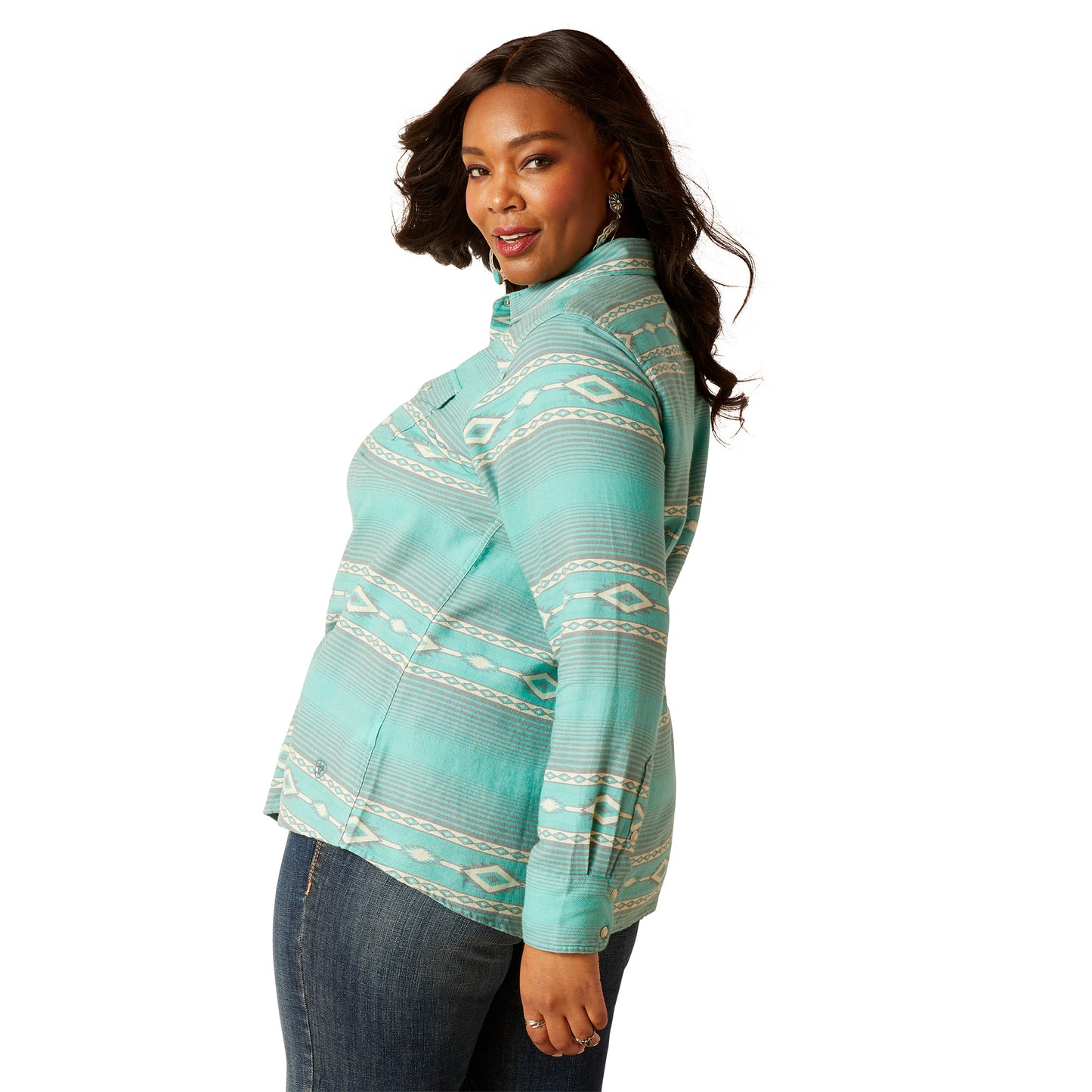 Ariat Ladies 10048700 Jadeite Western Shirt in Aqua