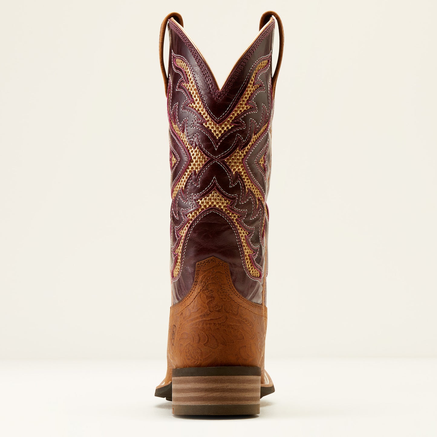 Ariat Ladies 10051023 San Angelo VentTEK 360 Western Boots in Tooled Toasted Almond & Aged Merlot