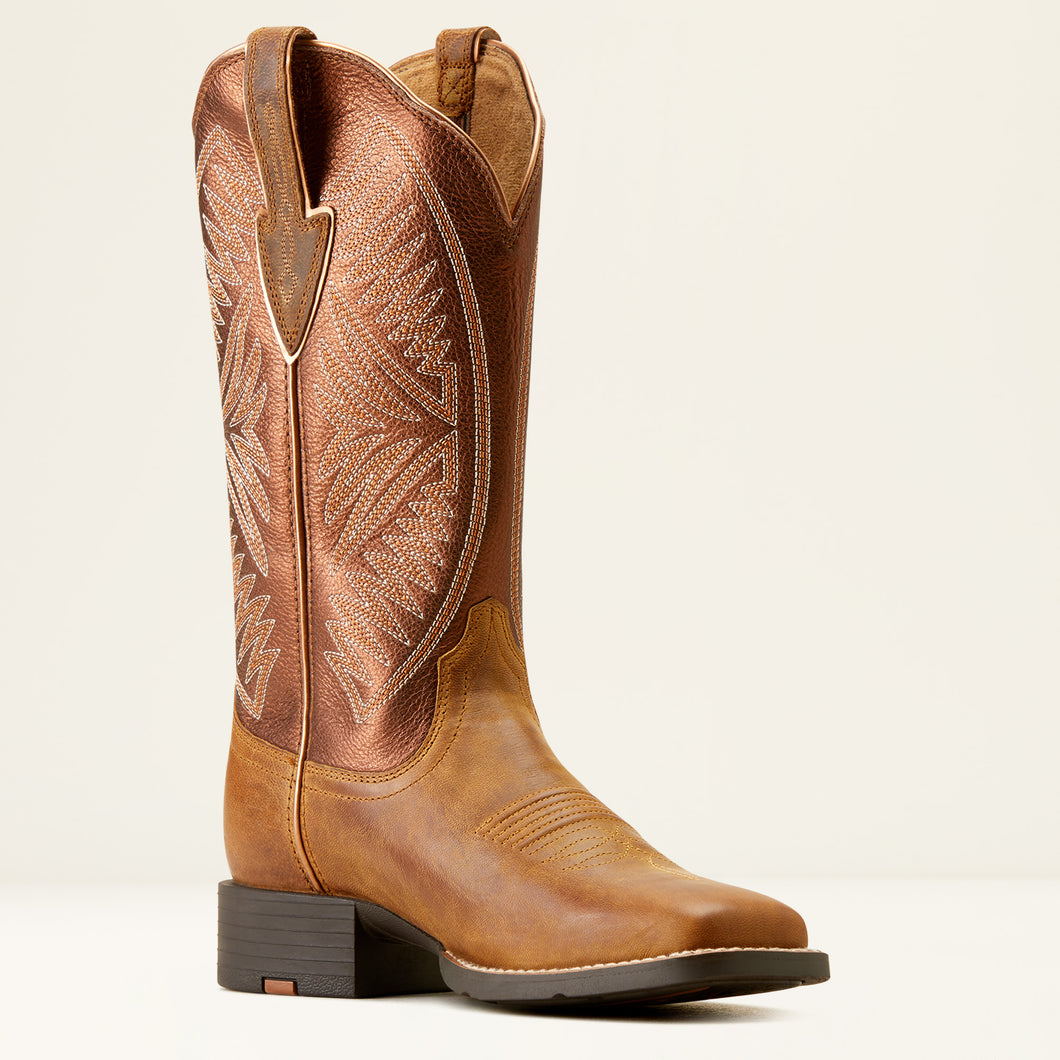 Ariat Ladies 10051066 Round Up Ruidoso Western Boots in Pearl/Burnished Chestnut