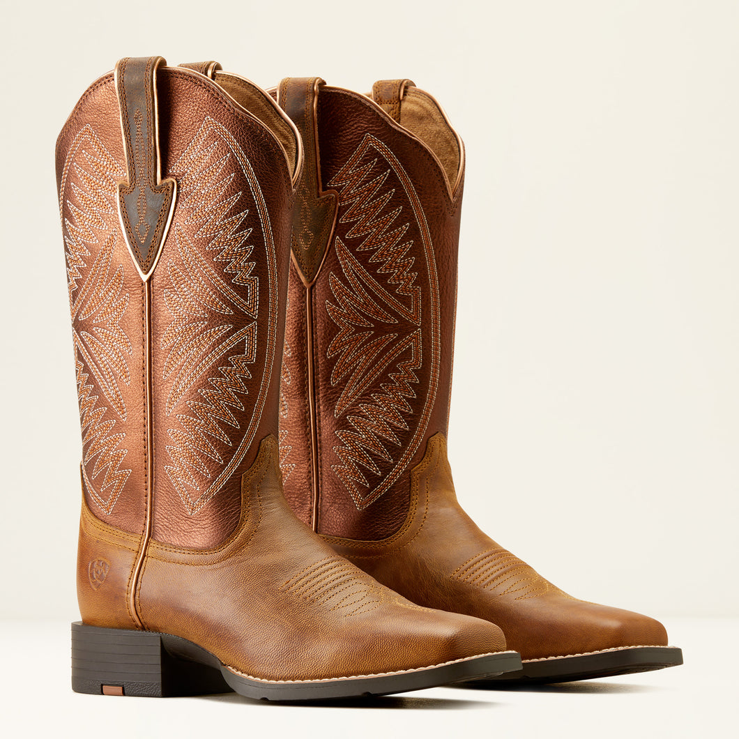 Ariat Ladies 10051066 Round Up Ruidoso Western Boots in Pearl/Burnished Chestnut