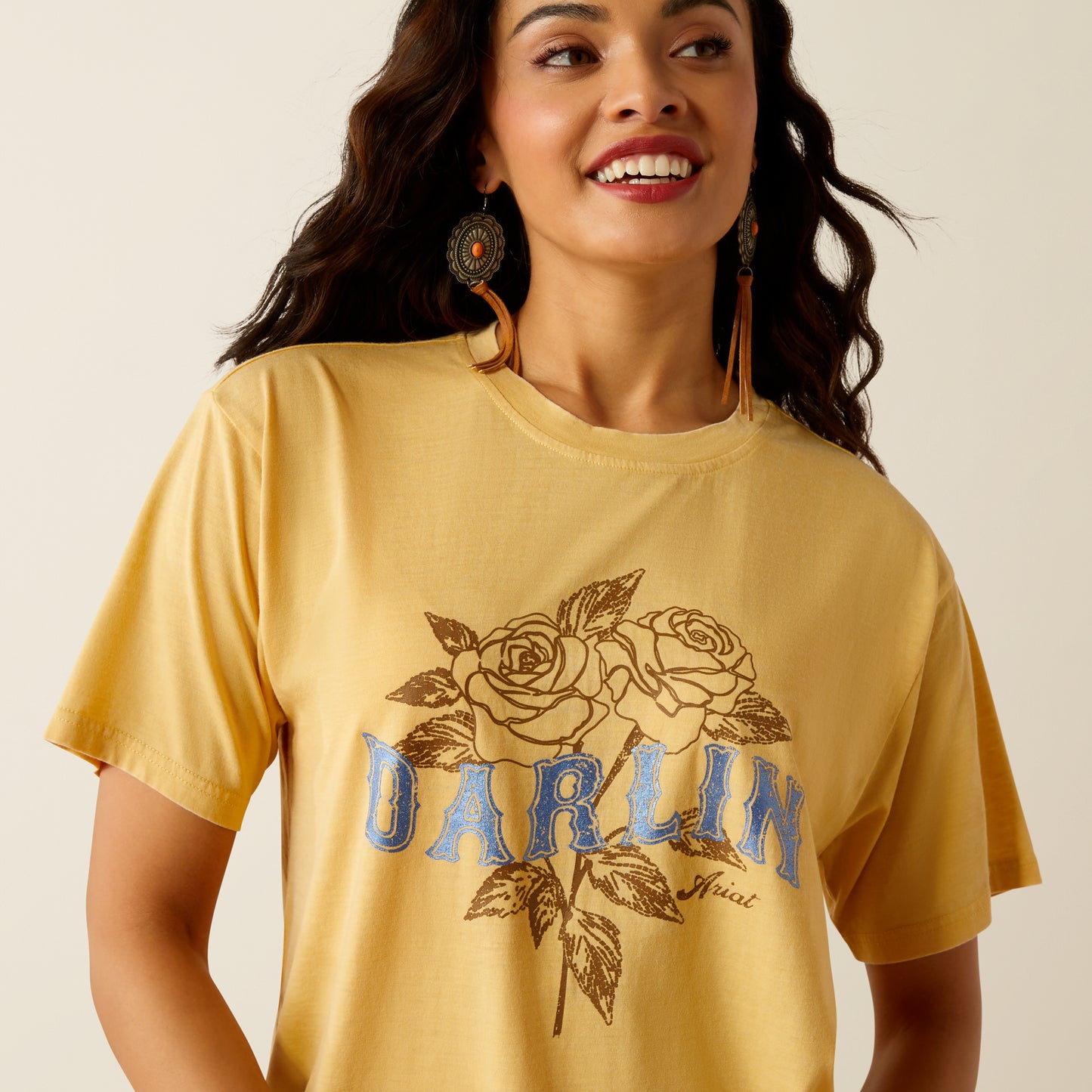 Ariat Ladies 10055129 Darlin Rose Tee in Rattan