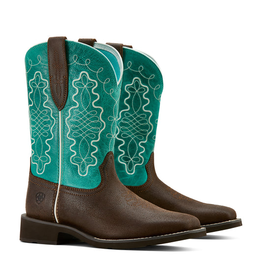 Ariat Ladies 10061203 Callie Western Boots in Worn Hickory and Distressed Turquoise