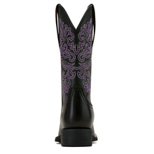 Load image into Gallery viewer, Ariat Ladies 10061222 Round Up Wide Square Toe Stretch Fit Western Boots in Black DeerTan
