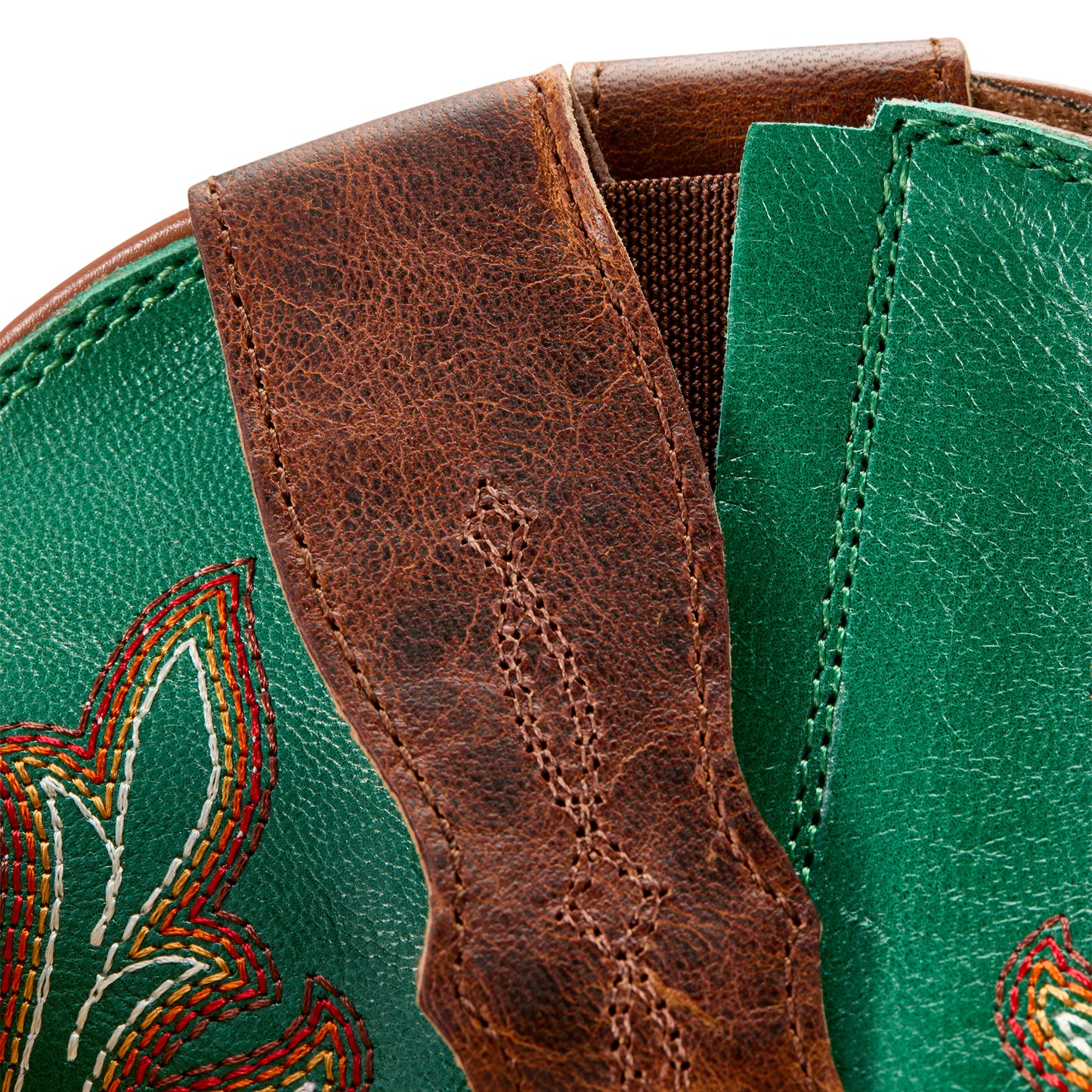 Ariat Ladies 10061223 Round Up Wide Square Toe Stretch Fit Western Boots in Arizona Brown & Jade