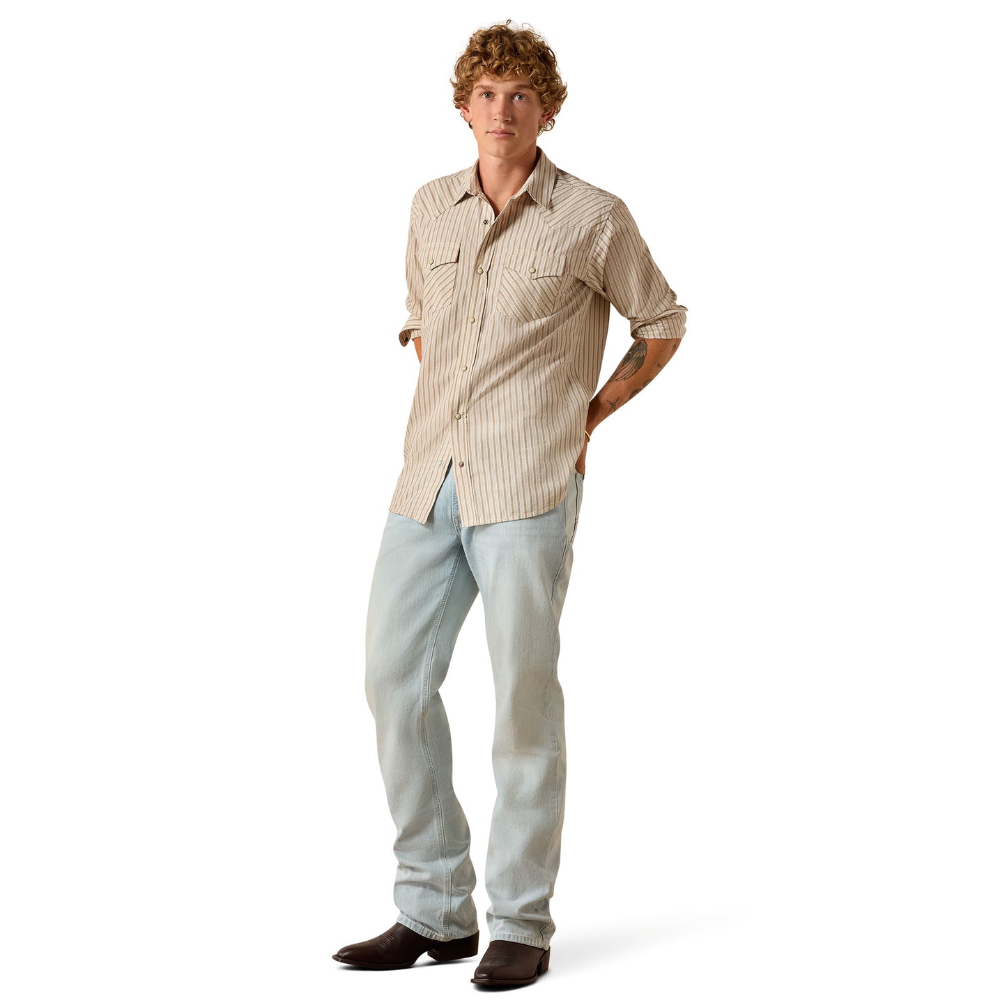 Ariat Mens Hesper Western Shirt 10071090 in Sandshell