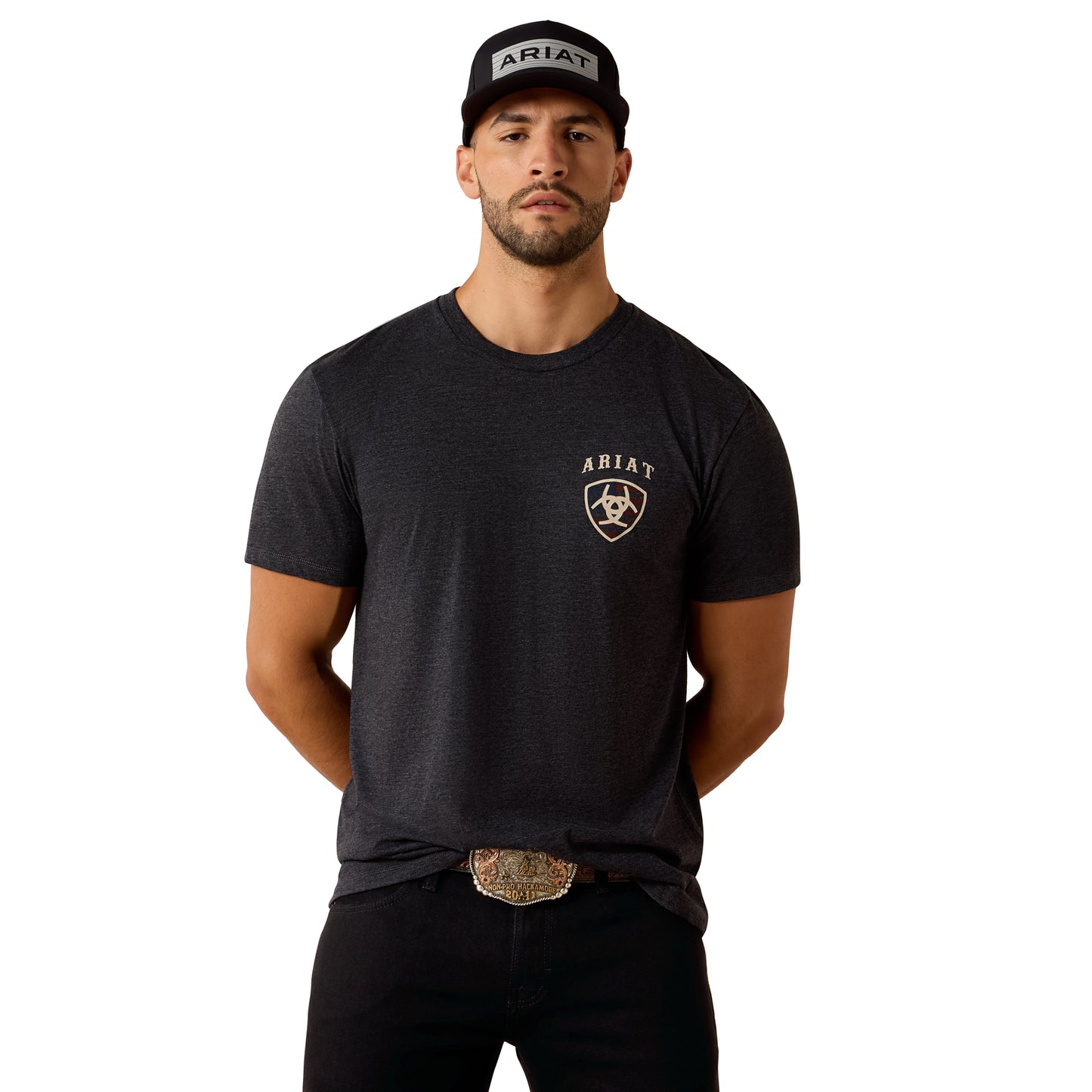 Ariat Mens 10071195 American Bison Classic Fit T-Shirt in Charcoal Heather