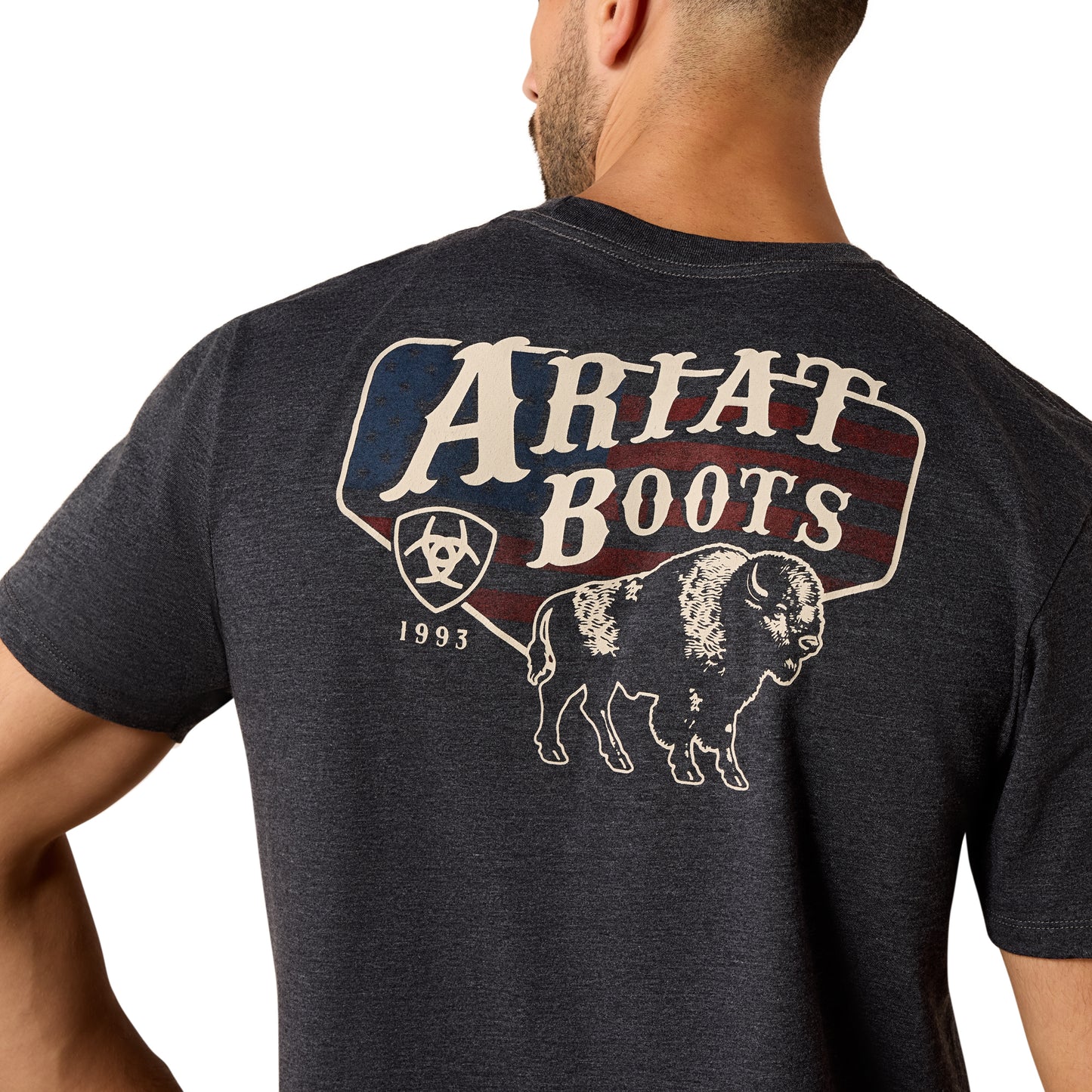 Ariat Mens 10071195 American Bison Classic Fit T-Shirt in Charcoal Heather