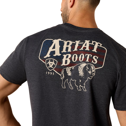 Ariat Mens 10071195 American Bison Classic Fit T-Shirt in Charcoal Heather