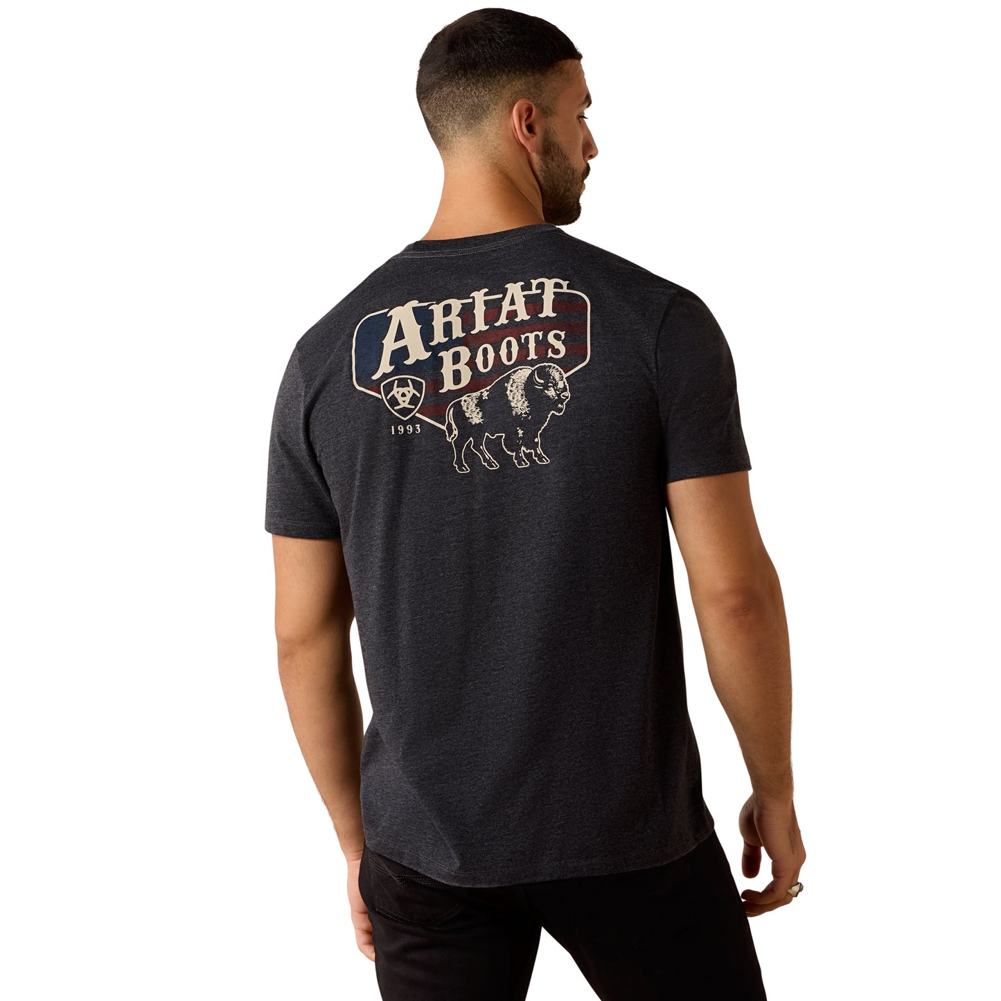 Ariat Mens 10071195 American Bison Classic Fit T-Shirt in Charcoal Heather