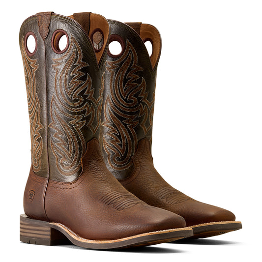 Ariat Mens 10074254 Highland Toughstock Cowboy Boots in Brown Rowdy/Olive