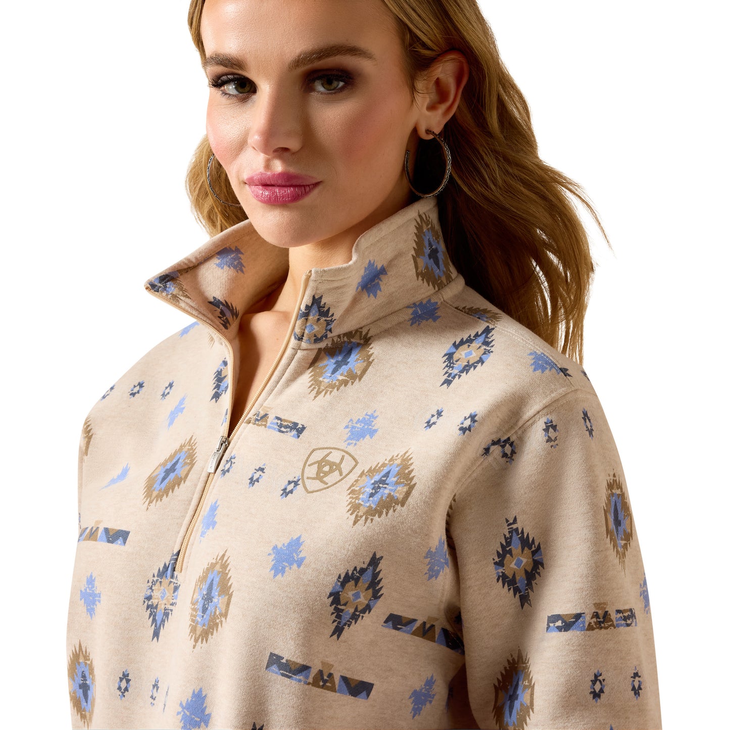 Ariat Ladies 10071160 Sapphire 1/2 Zip Sweatshirt in Oatmeal Heather