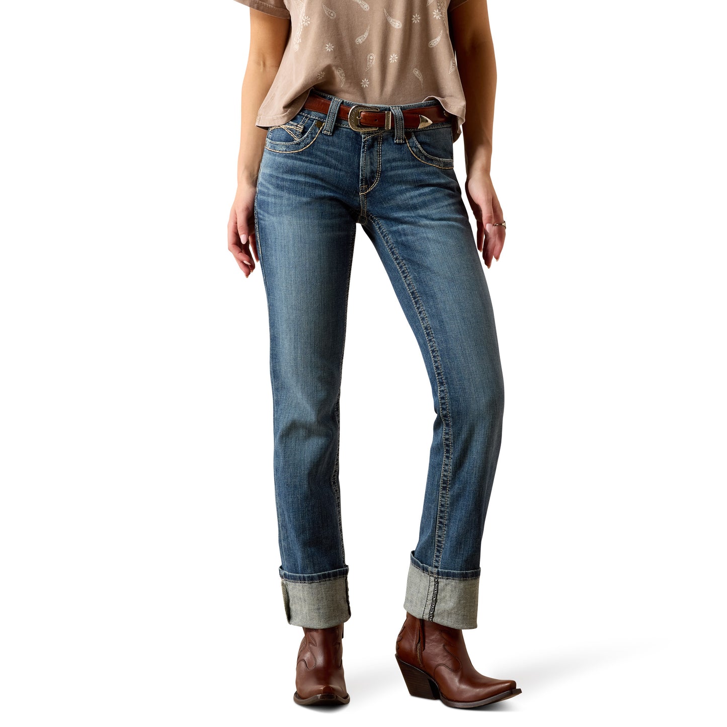 Ariat Ladies 10072960 Mid Rise Estelle Straight Leg Jeans