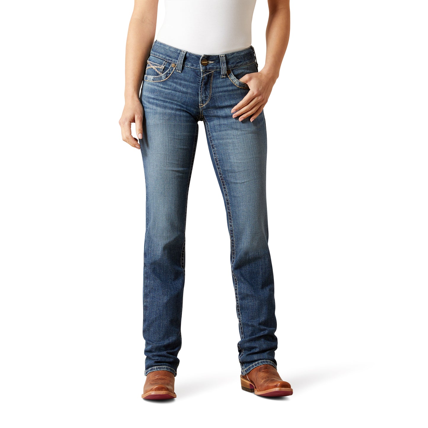 Ariat Ladies 10072960 Mid Rise Estelle Straight Leg Jeans