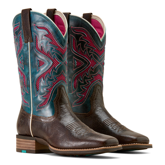 Ariat Ladies 10074330 San Angelo  Western Boots Venttek 360 Chocolate/Blue