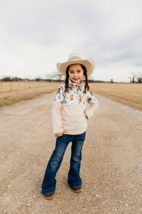 Blue Vintage Cowgirl Fleece Zip Up SBZU28