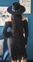 Load image into Gallery viewer, Lucky &amp; Blessed Black Asymmetrical Skirt W Fringe Hem SK203-BLK
