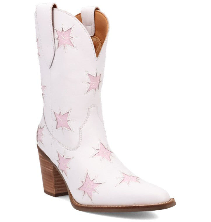Dingo DI2248 Starburst in White Ladies Ankle Boots