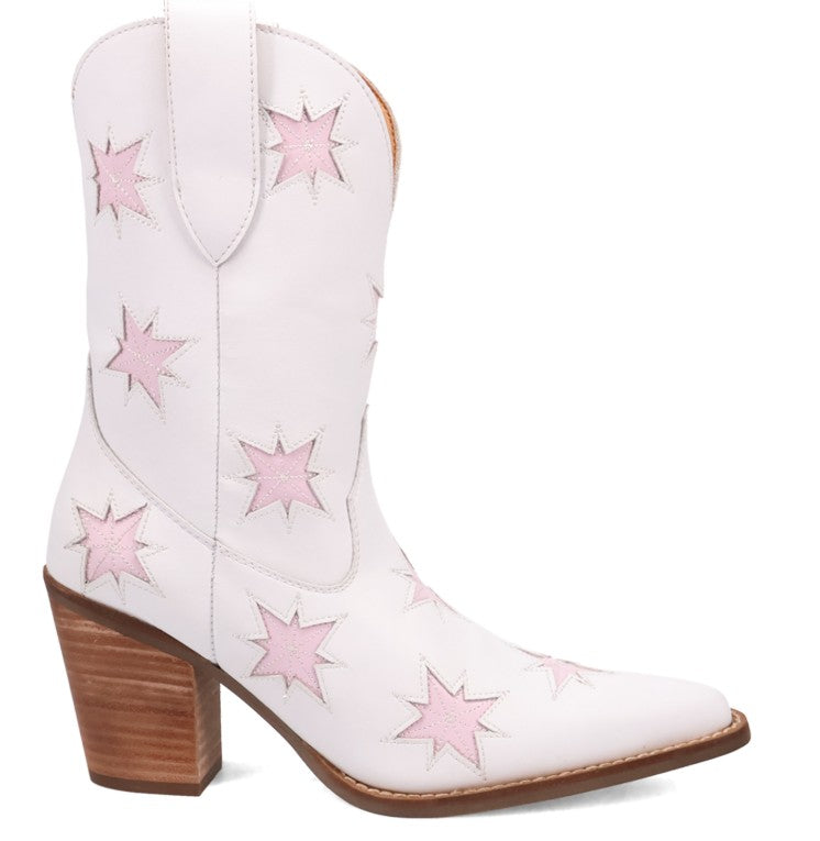 Dingo DI2248 Starburst in White Ladies Ankle Boots