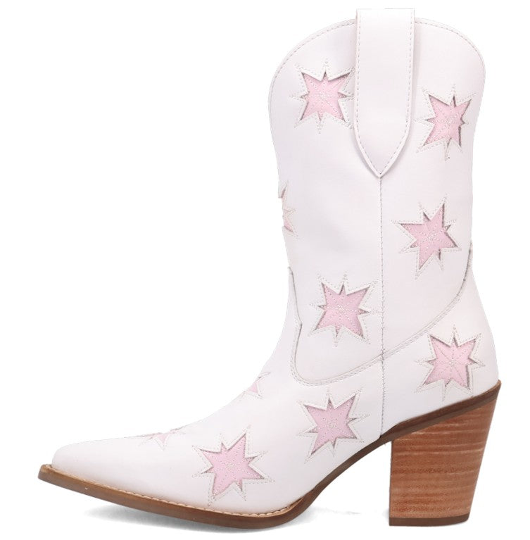 Dingo DI2248 Starburst in White Ladies Ankle Boots