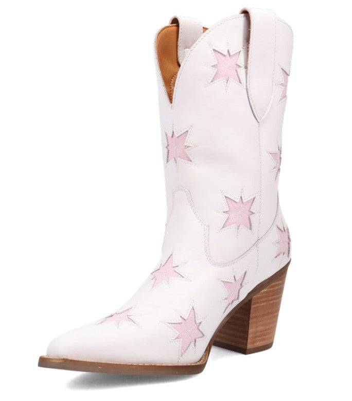 Dingo DI2248 Starburst in White Ladies Ankle Boots