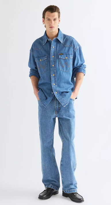 Wrangler 112386939 Super Wrangler Oversized Western Shirt in Cowboy Fade