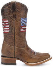Load image into Gallery viewer, Corral Teens T0228 Brown Patriotic Embroidered Square Toe Western Boots
