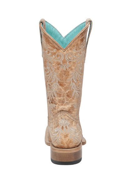 Corral Teens T0239 Tan Embroidered Square Toe Western Boots